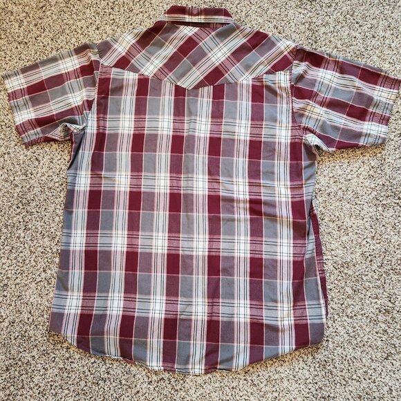 High Noon Mens Pearl Snap Shirt Size XL Red Plaid Short Sleeves Western Country - Picture 2 of 5
